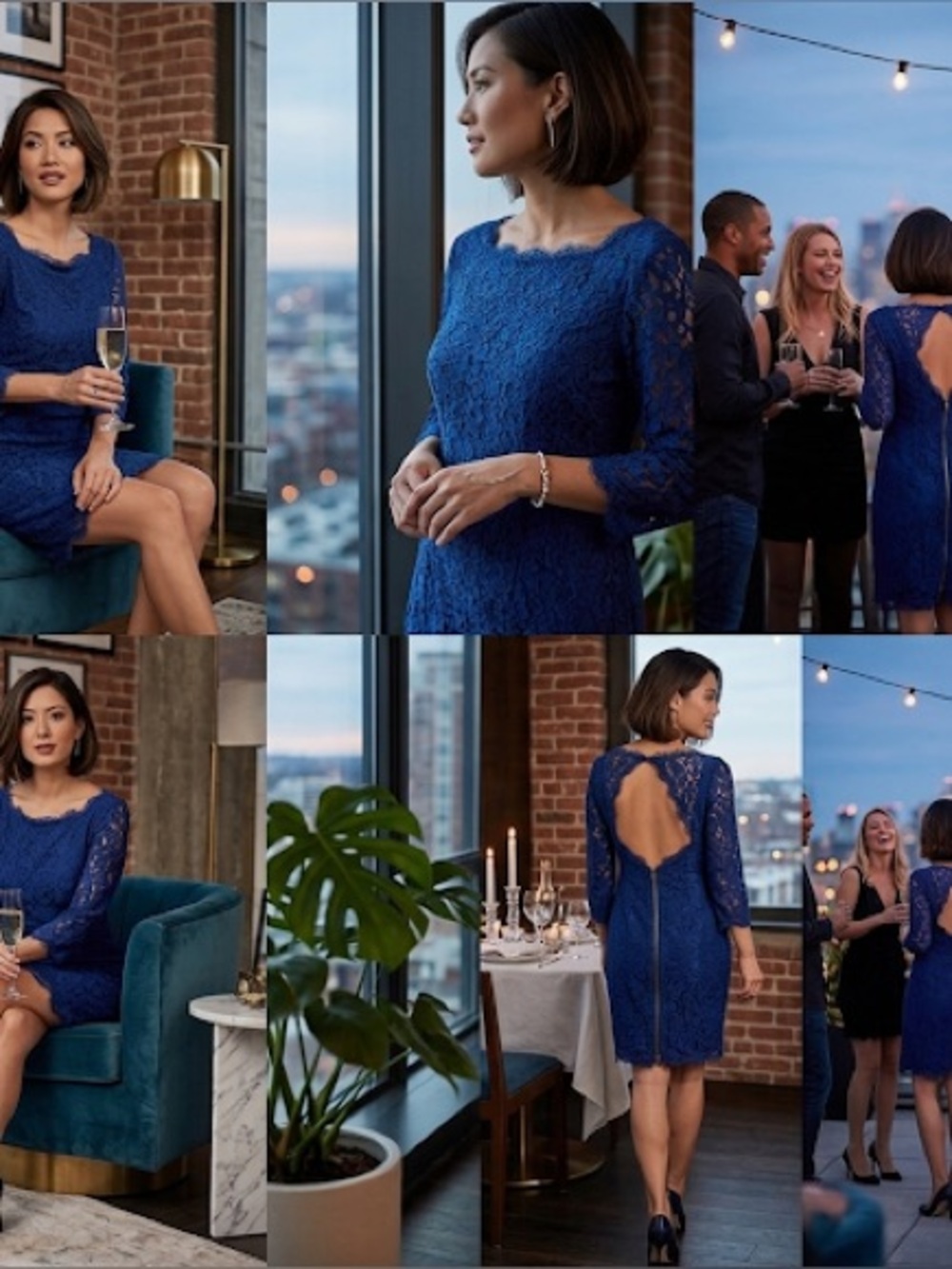 Adrianna Papell Blue Lace Dress - Size 12